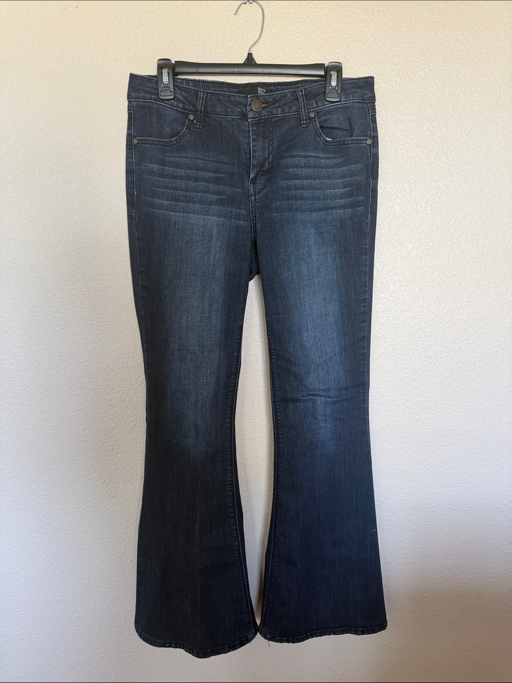 Women's Dark Wash Flared Jeans - Navy Blue